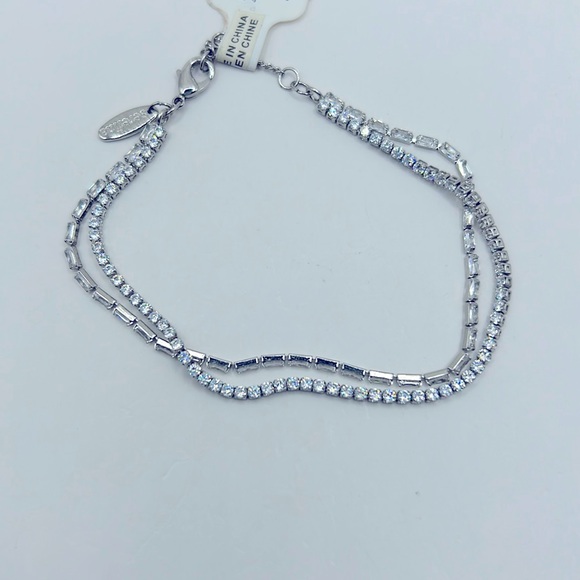Anthropologie Jewelry - Anthropologie x Serafina Dainty Double Chain Rhinestone Bracelet NWT